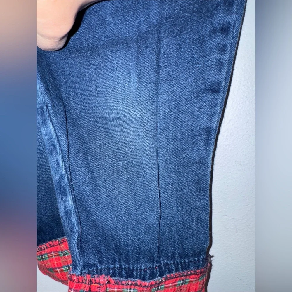 VINTAGE Child’s Kid’s OSHKOSH Denim Bib Overalls 2t Vestbak Red Plaid Cuff‎